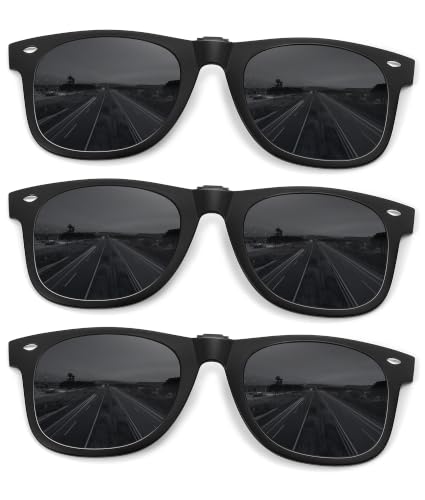 Polarized Clip On Sunglasses for Men Women (3pack-black-3)