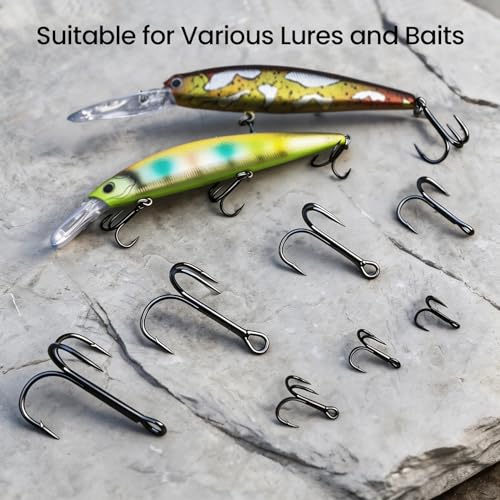 8 Pack 4 0 3X Strong Fishing Treble Hook (4/0 - 8 Pack)