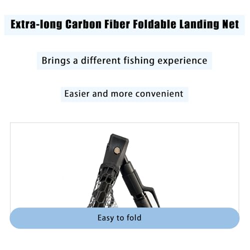 101.5in Large Fishing Net with Handle Carbon Fiber Coated Rubber Telescoping Minnow Long Landing Pond Net Collapsible Kayak Folding Fish Net