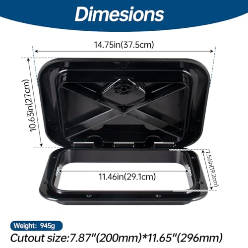 Marine Deck Access Hatch 10.63"×14.76" White (Black / 270-375)