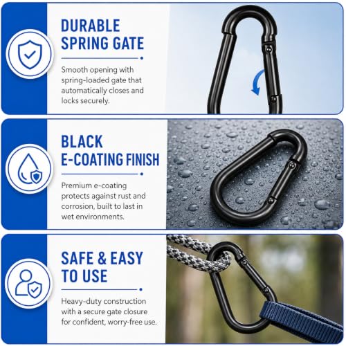 40PCS Carabiner Clips (Black / 40PCS-M6)