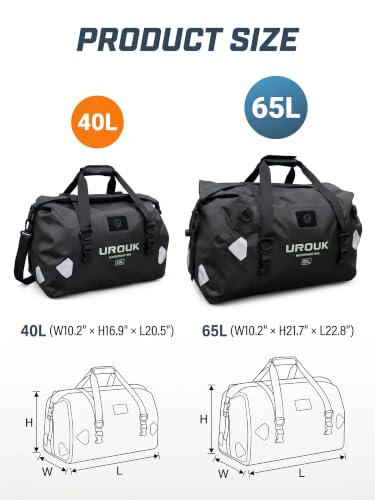 Waterproof Duffel Bag 40L 65L 90L Large Motorcycle Dry Bag Backpack (Carbon Fiber Black / 40L)