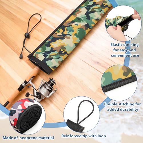 6 Pack Neoprene Fishing Rod Sleeves (65" / Assorted Camo)