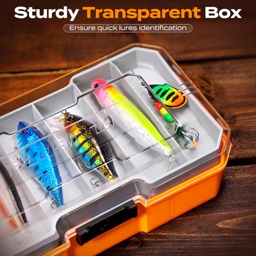 Fishing Lures Tackle Box Gear Kit with Tackle Included (Orange 373 PCS Lures Box)