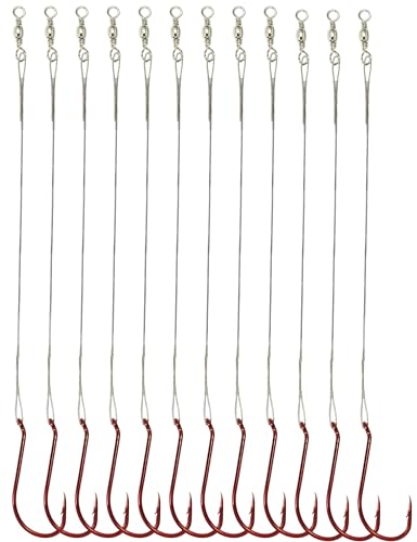 1/0-10/0 Red Fishing Hook with Leader (9/0 Red, 100pcs) (9/0 Red, 100pcs)