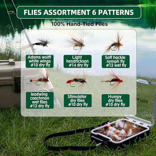 Waterproof Fishing Waist Pack & 30pcs Flies (D2:Fly Fishing Bag with 30pcs Flies,Fly Box)