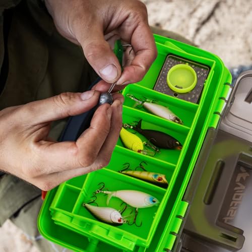 Fishing Tackle Box with Tackle Included Lures (Green)