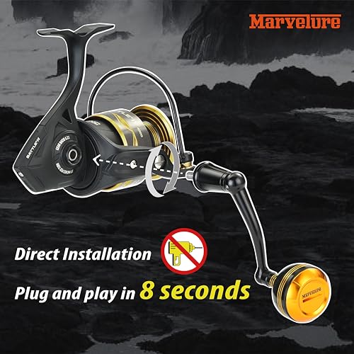 Foldable Power Handle for Penn Battle II III IV (Black Gold / For Battle 5000-6000 Thread (Classic Version))