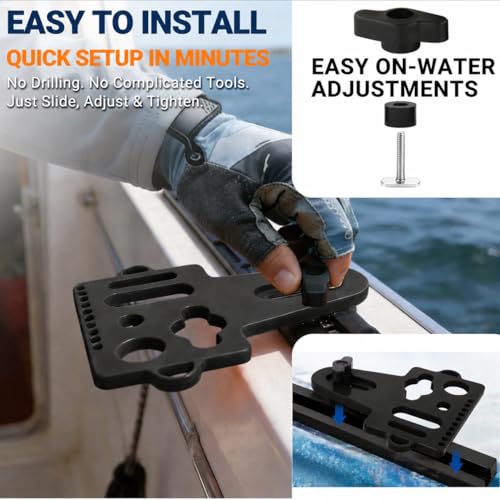 Universal Fishing Tool Holder for Boat & Kayak Gear Tracks (Black)