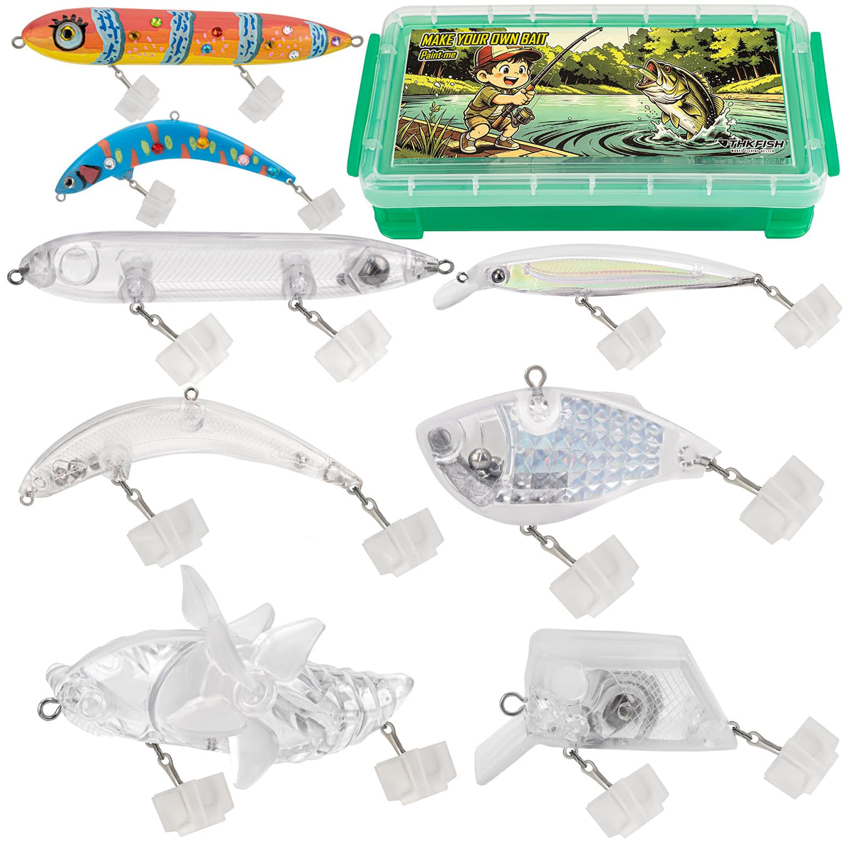 DIY Fishing Lure Kit (Green-6pcs without acessions)