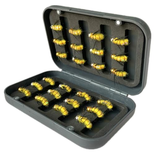 24Pcs Fly Fishing Flies Trout Lures Fishing Tackle Fly Fishing Flies with Boxed Trout Bass Artificial Fish Bait (24Pcs-Humpy Fly)