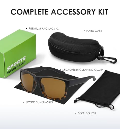 Polarized Sunglasses for Men and Women (C05- Frame: Matte Black & Tortoise / Lens: Brown)