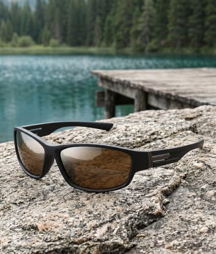 Sports Sunglasses for Men Women Polarized Classic Wrap Around Driving Cycling Golf Fishing Sun Glasses UV Protection 1 (1-black/Brown)