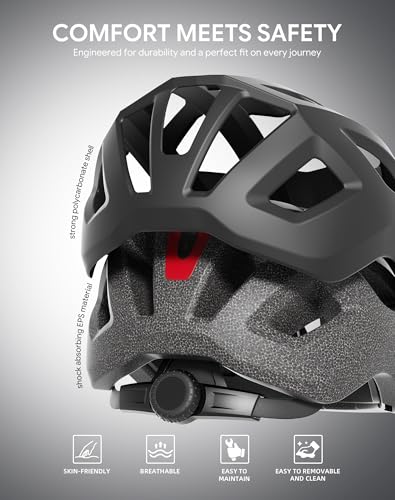 Adult Bike Helmet Rear Light & OTG Magnetic Goggles for Men Women