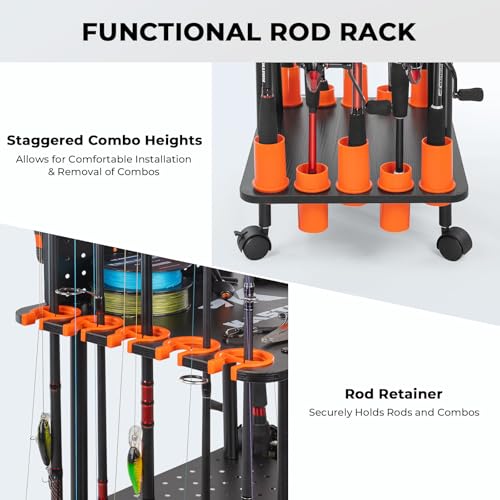 Gear Trolley V10 Mobile Fishing Rod Holder for 10 Rods or Combos (A:Standard Model (10 Rods))