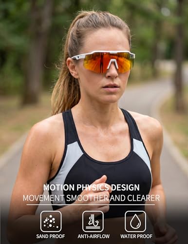 Cycling Sunglasses for Men Women (White Red)