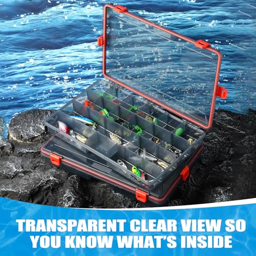 6 Pack Fishing Tackle Box Waterproof 3700 Tackle Tray (Orange / 3700)