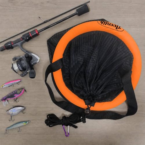 Floating Fish Basket Mesh Net Cage for Live Bait Storage Fish Raising Kayak Fishing Accessories 15.7in (5 GAL Orange-9.8*9.8*15.8inch)
