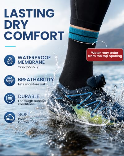 Waterproof Socks for Men (Large / Black/Blue)
