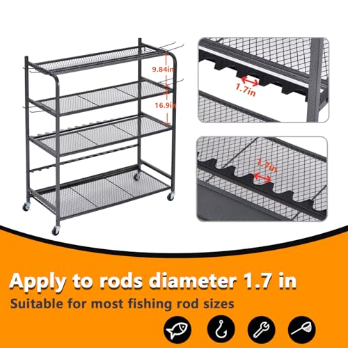 Heavy Duty Fishing Rod Holder (15 Rods & Reel Storage)