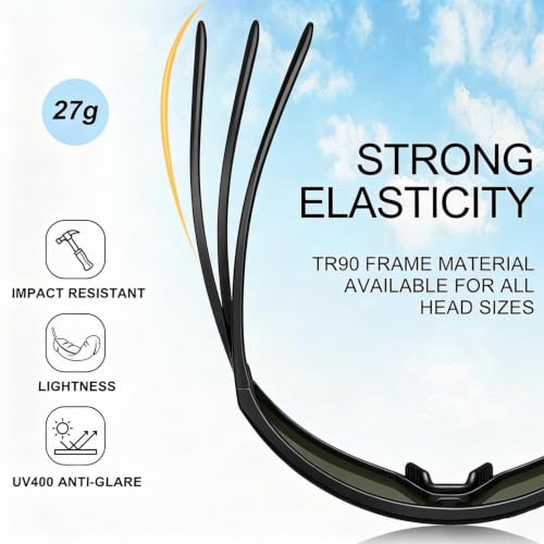 Sunglasses for Men Women (Black &Silver Lens)