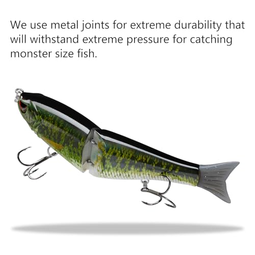 SwimShad Glide Baits Jointed Swimbait Bass Pike Salmon Trout Muskie Fishing Lure (Largemouth Bass +Blue Mackerel +Yellow Mackerel / 7in/2.2oz)