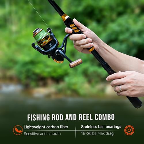 Fishing Rod and Reel Combo with Backpack (Full Kit with Black Camo Backpack / 1.8M 6FT)