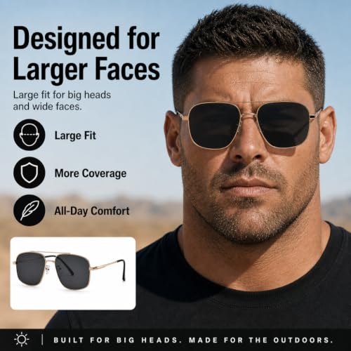 XXL Oversized Aviator Polarized Sunglasses (Gold / Gray)