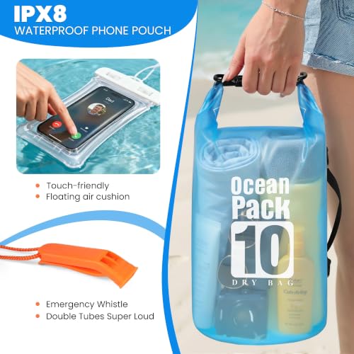 Waterproof Dry Bag Backpack for Kayaking (Blue / 10L)