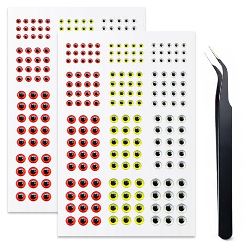 276pcs 3D 4D 5D Fishing Lure Eyes Assortment with 1 Piece Tweezer for Making Fish Bait Fly Tying Streamers Crafts DIY Accessory (276pcs-3D)