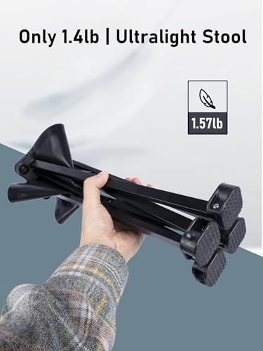 Compact Camping Folding Stool Aluminum Alloy Portable Stool (Black)