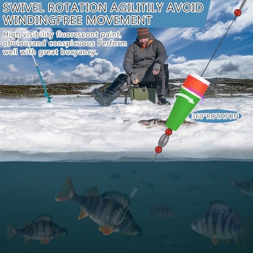 8 Pcs Popping Corks Floats for Saltwater Fishing Bobbers Popping Cork Weighted Floats with 4 Size Fishing Tackle Cork Float Rig Rattle Tackle for Saltwater Redfish