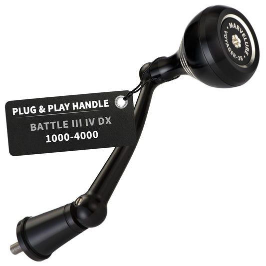 Foldable Power Handle for Penn Pursuit III IV (Black Silver / For Battle III IV DX 2500-4000 Thread)