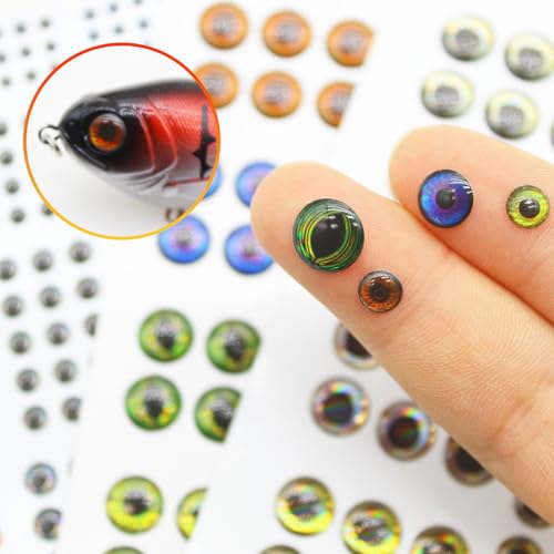3D 4D 5D Fishing Lure Eyes Assortment with 1 Piece Tweezer for Making Fish Bait Fly Tying Streamers Crafts DIY Accessory