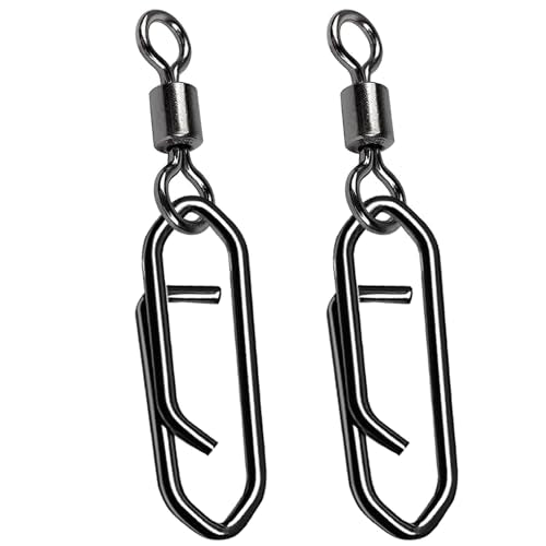 High Strength Saltwater Barrel Swivels Fishing Tackle Stainless Steel Line Connector Fishing Snaps Swivel Change Quick Fishing Clips Snap Black Nickel