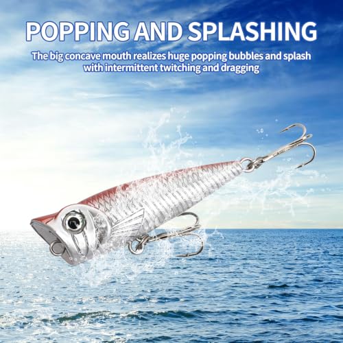 Top Water Popper Lures (5pcs Soild Color)