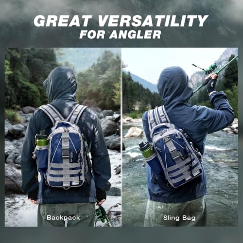 Fishing Backpack with 3600 Tackle Box Fishing Gear Set Tackle Bag (Blue Set)