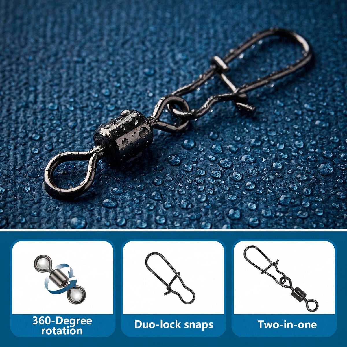 300 Pack Fishing Snap Swivels Tackles (6#(40LB)-300 Pack)