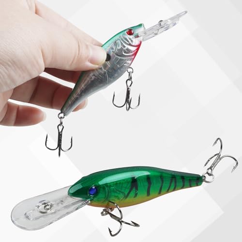 Crankbait Fishing Lures Hard Bait Shallow Diving Crank Bait Lifelike Swimbait Lures for Bass Trout Walleye Pike Freshwater Saltwater Fishing Lure