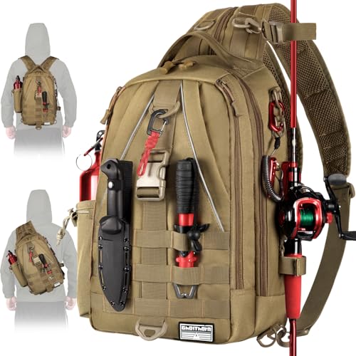 Fishing Backpack with Rod Holder (Khaki)