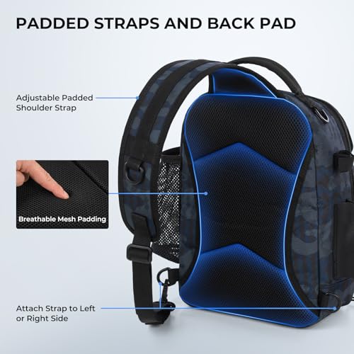 BaitSpace Fishing Sling Bag with Rod Holder (Blue Camo / Standard)