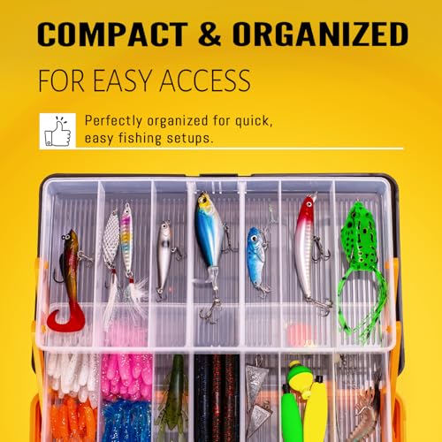 Large 3 Layer Fishing Tackle Box Lures with Tackle Included 448 Pcs (448PCS-Orange)