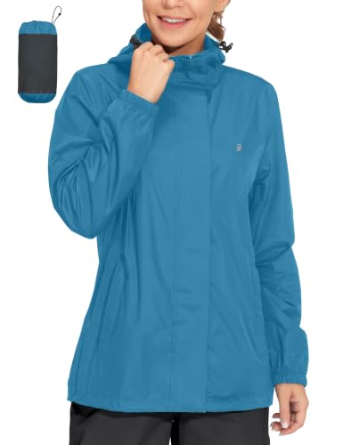Women's Packable Waterproof Hooded Rain Jacket