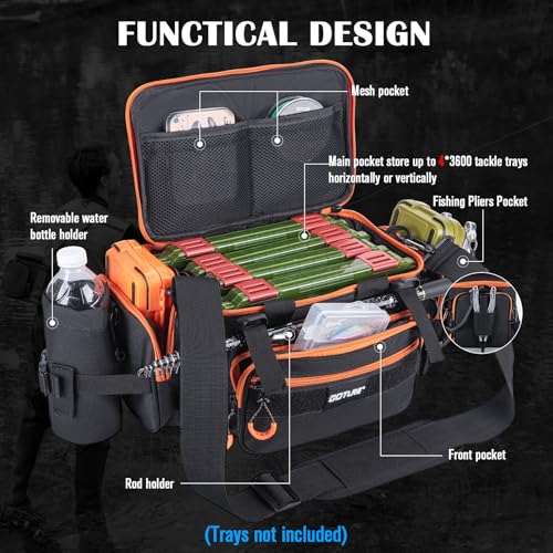 Fishing Tackle Bag (C1:Black Orange(Without Trays) / Small)
