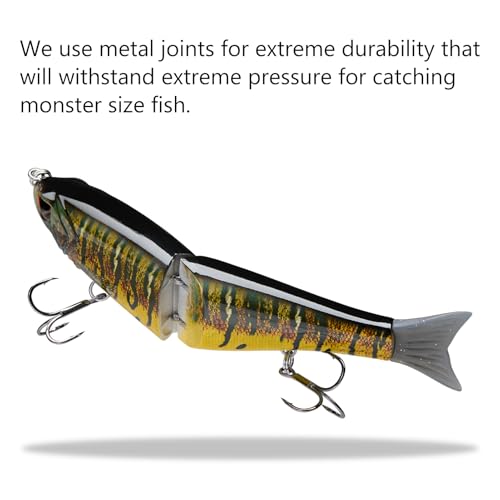 SwimShad Glide Baits Jointed Swimbait Bass Pike Salmon Trout Muskie Fishing Lure (Yellow Mackerel / 7in/2.2oz)