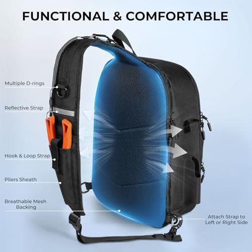 Karryall Fishing Sling Bag With Rod Holder (B: Black Camo)