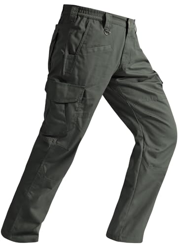 Cargo Pants for Mens Lightweight Work Tactical Pants Breathable Outdoor Relaxed Fit Comfy Utility Hiking Fishing Pants with Multiple Pockets Army Green 36Wx34L (Army Green / 36W x 34L)