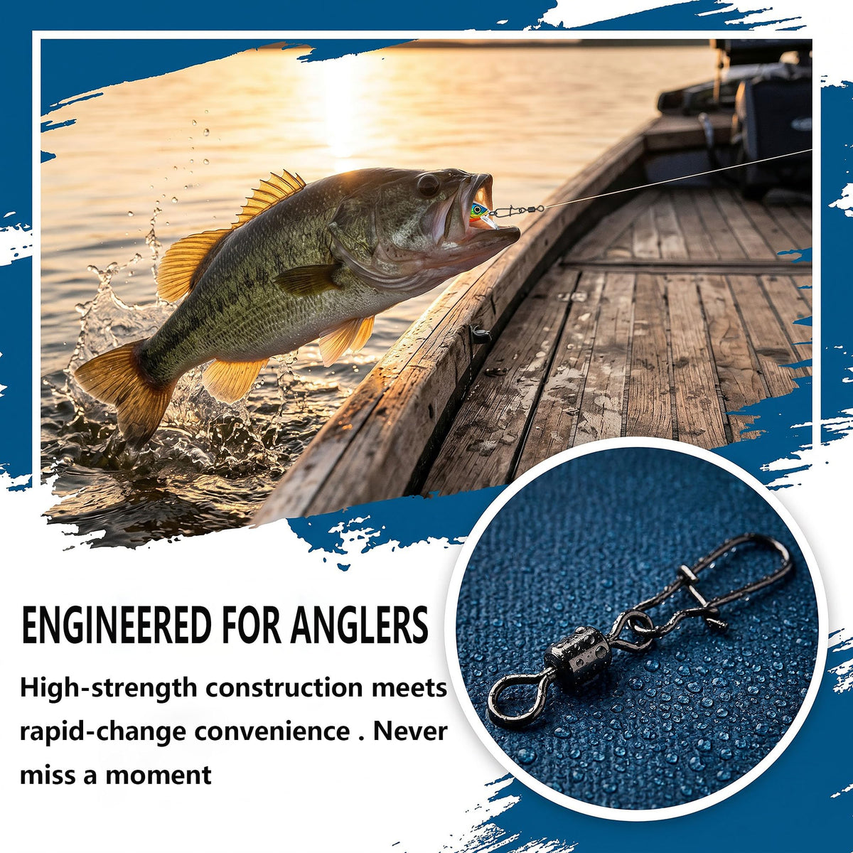 300 Pack Fishing Snap Swivels Tackles (6#(40LB)-300 Pack)