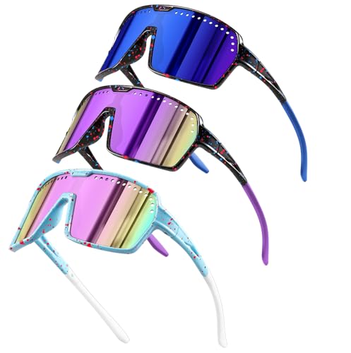 3Pack Polarized Kids Sunglasses UV400 for Youth Softball Running Cycling