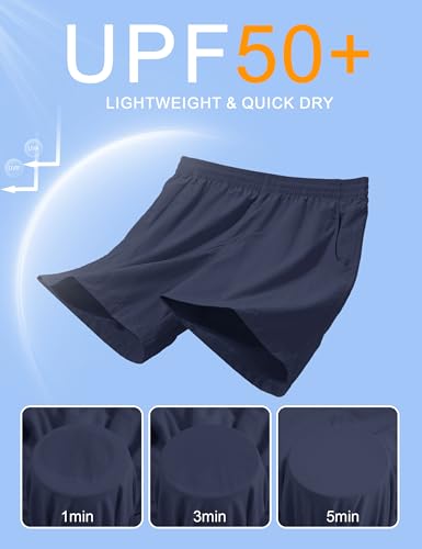 Men's Hiking Fishing Shorts UPF 50+ Quick Dry Lightweight 6" Summer Casual Shorts with Zipper Pockets Navy (Small / Navy)